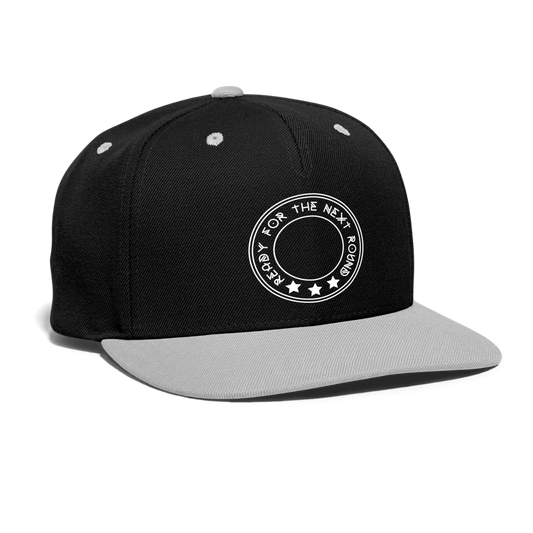 Contrast Snapback Cap "Ready for the next round" - negro/gris