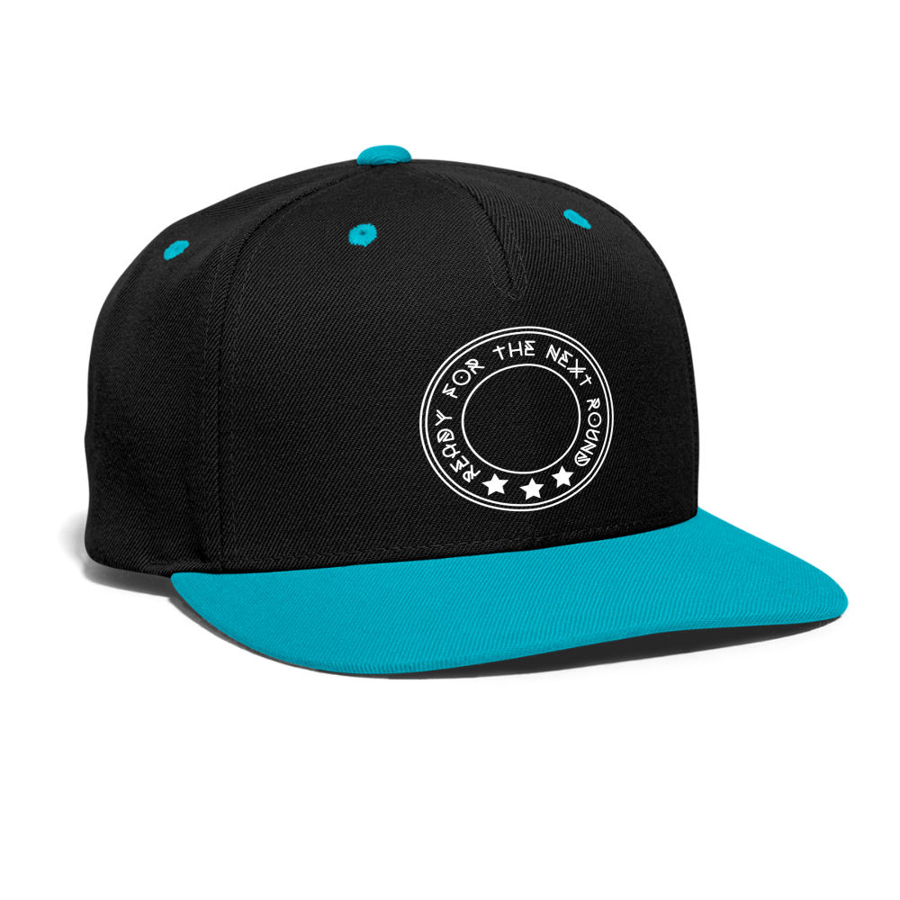 Contrast Snapback Cap "Ready for the next round" - negro/turquesa