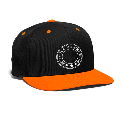 Contrast Snapback Cap "Ready for the next round" - negro/naranja neón