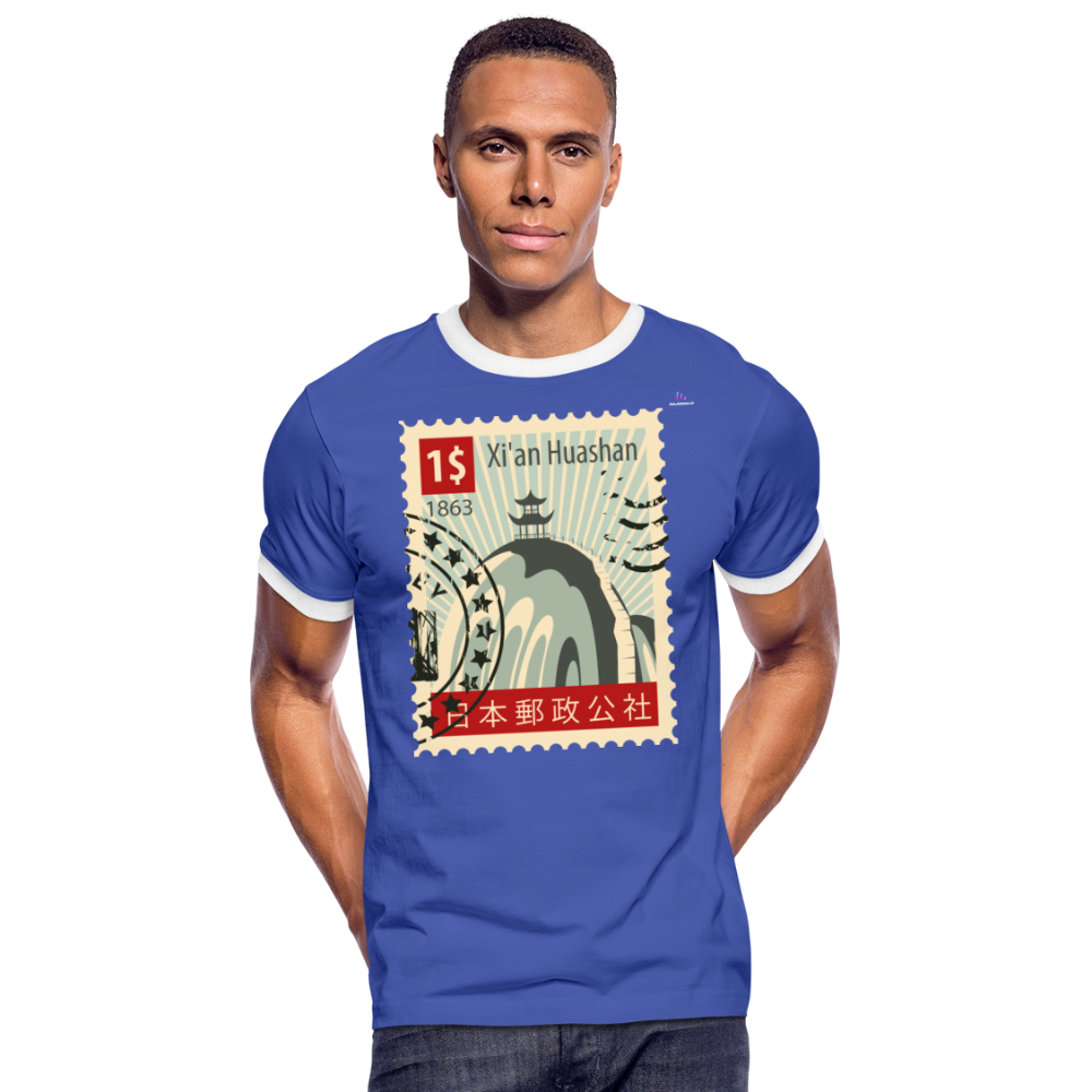 Camiseta contraste hombre "cina stamp" - azul/blanco