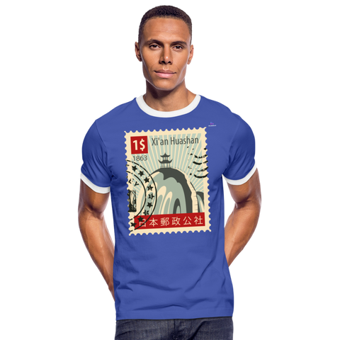 Camiseta contraste hombre "cina stamp" - azul/blanco