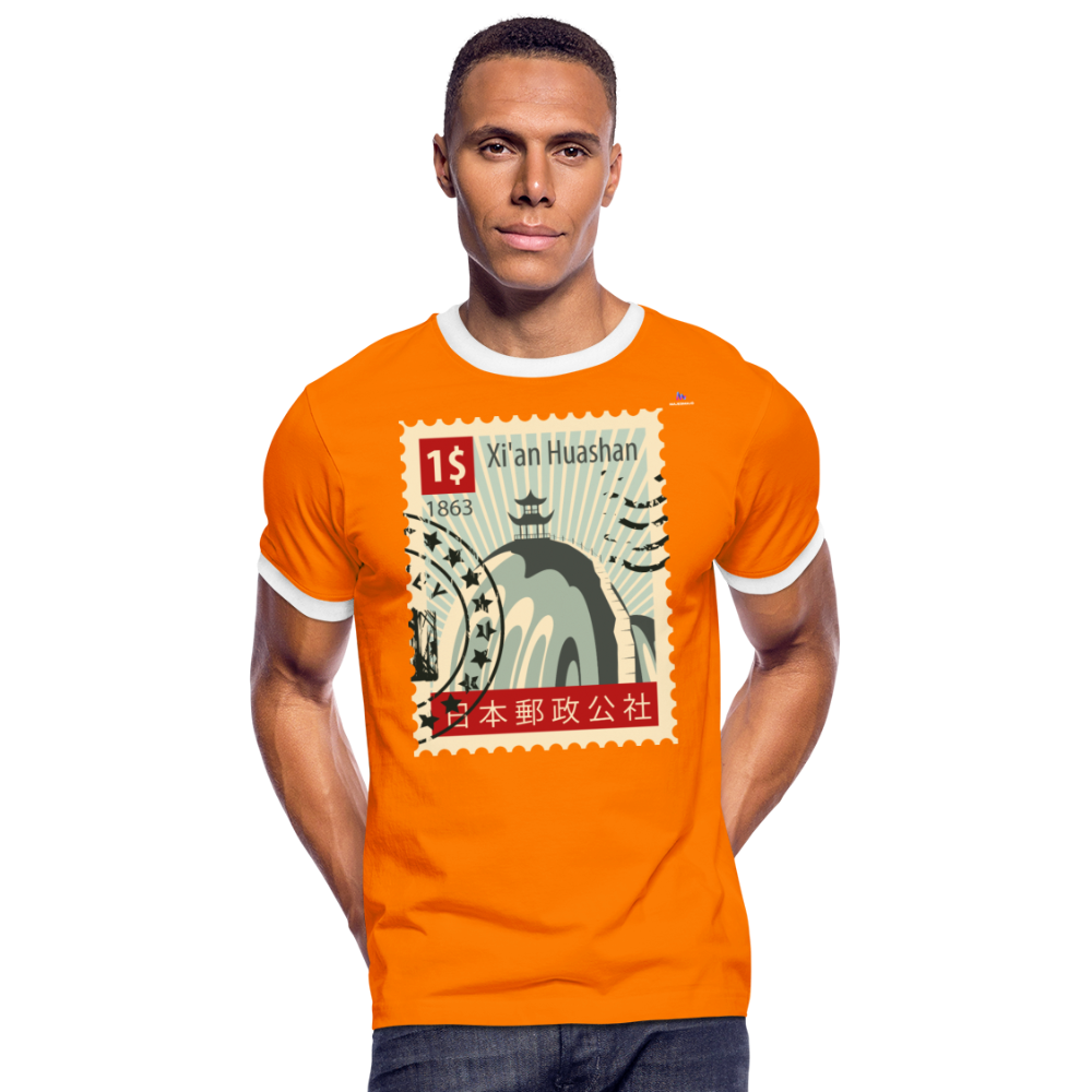 Camiseta contraste hombre "cina stamp" - naranja/blanco