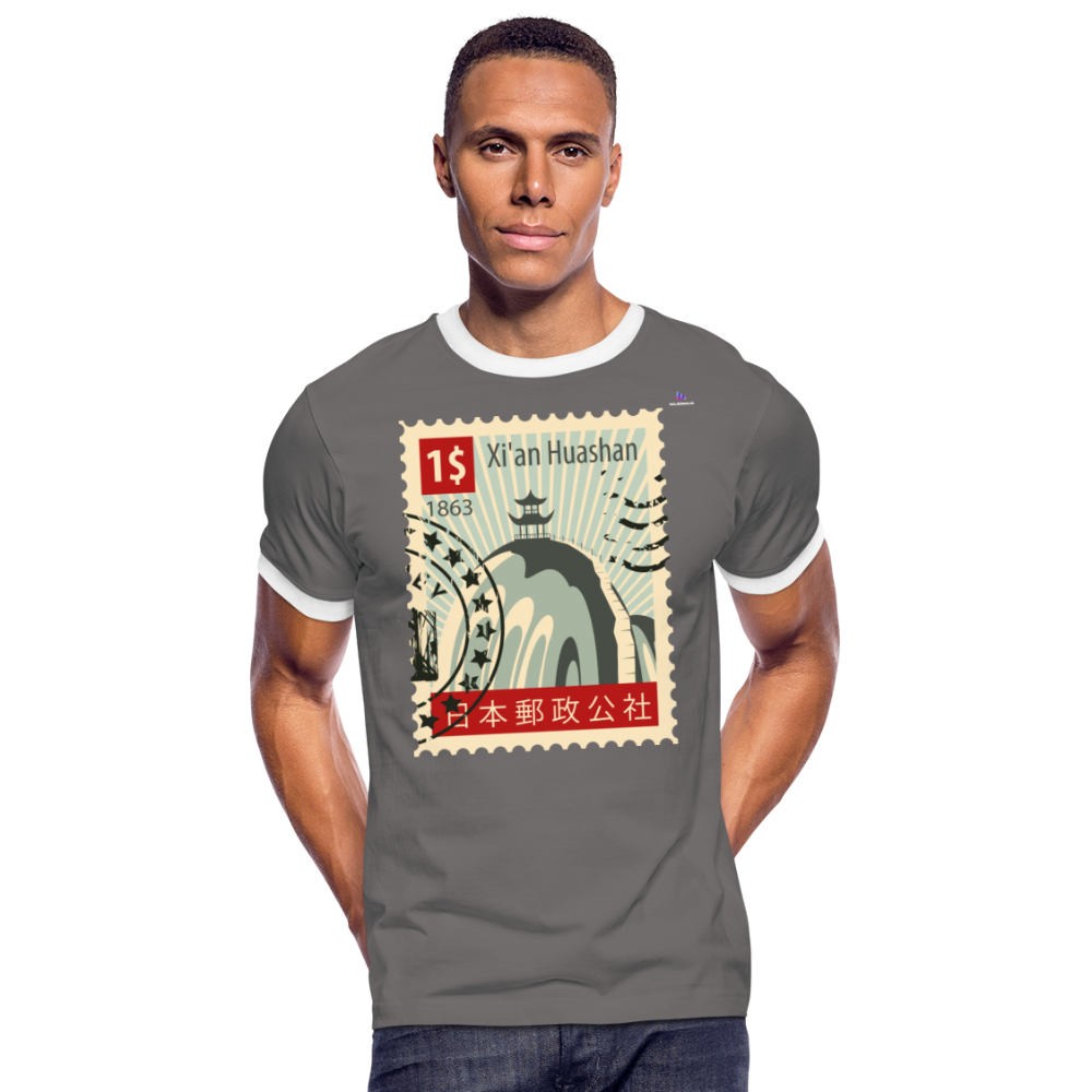 Camiseta contraste hombre "cina stamp" - gris oscuro/blanco