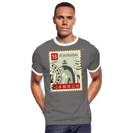 Camiseta contraste hombre "cina stamp" - gris oscuro/blanco