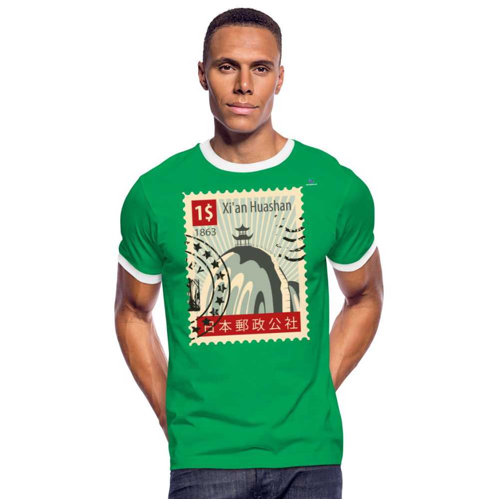 Camiseta contraste hombre "cina stamp" - verde/blanco