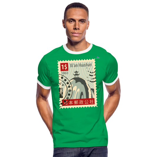 Camiseta contraste hombre "cina stamp" - verde/blanco