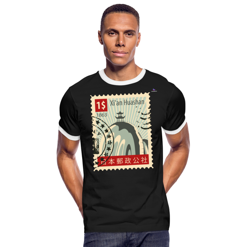 Camiseta contraste hombre "cina stamp" - negro/blanco