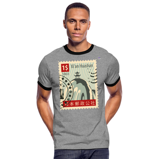 Camiseta contraste hombre "cina stamp" - gris jaspeado/negro