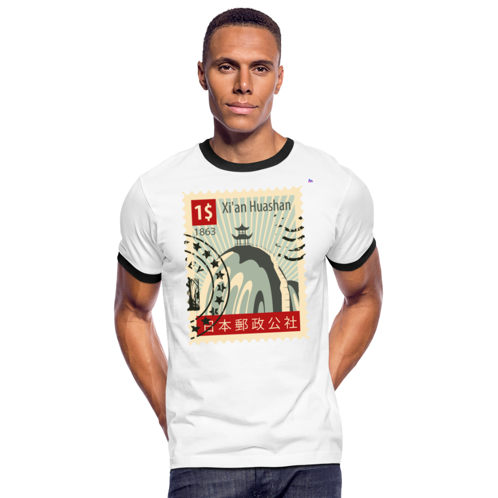 Camiseta contraste hombre "cina stamp" - blanca/negro