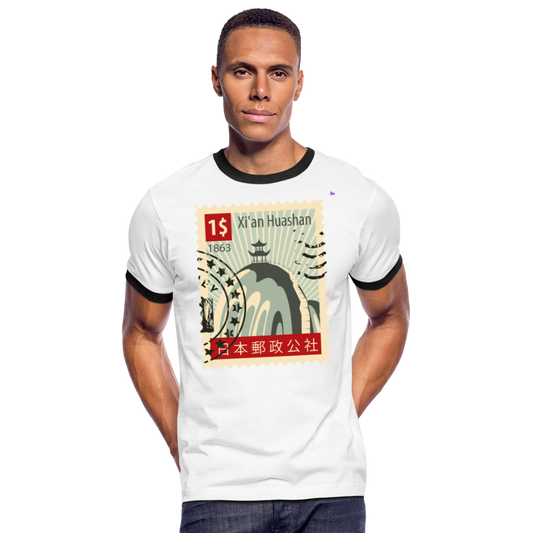 Camiseta contraste hombre "cina stamp" - blanca/negro