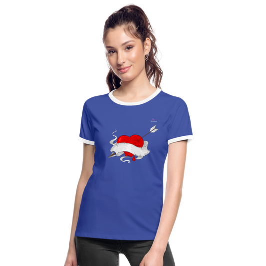 xCamiseta contraste mujer "Cupid's heart tattoo" - azul/blanco