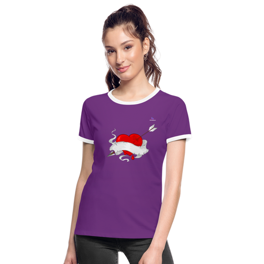xCamiseta contraste mujer "Cupid's heart tattoo" - purple/blanco