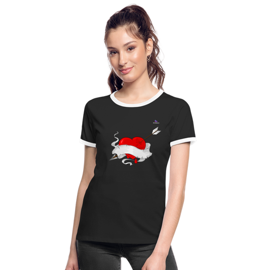 xCamiseta contraste mujer "Cupid's heart tattoo" - negro/blanco