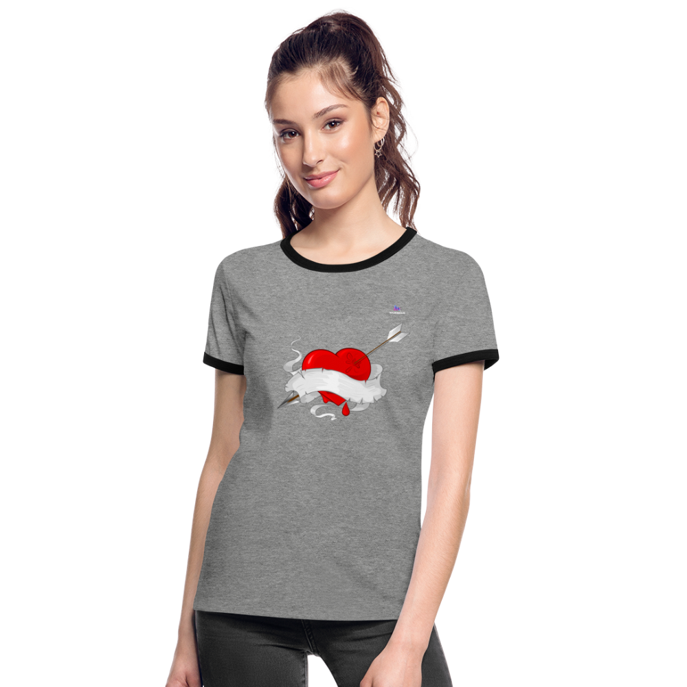 xCamiseta contraste mujer "Cupid's heart tattoo" - gris jaspeado/negro