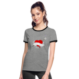 xCamiseta contraste mujer "Cupid's heart tattoo" - gris jaspeado/negro