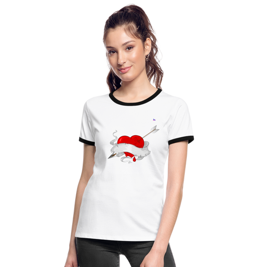 xCamiseta contraste mujer "Cupid's heart tattoo" - blanca/negro