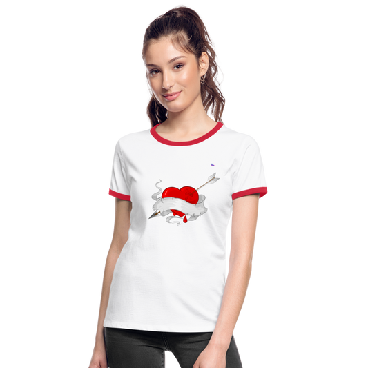 xCamiseta contraste mujer "Cupid's heart tattoo" - blanco/rojo