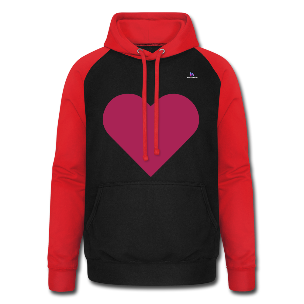 1Sudadera con capucha de béisbol unisex "Pink heart" - negro/rojo