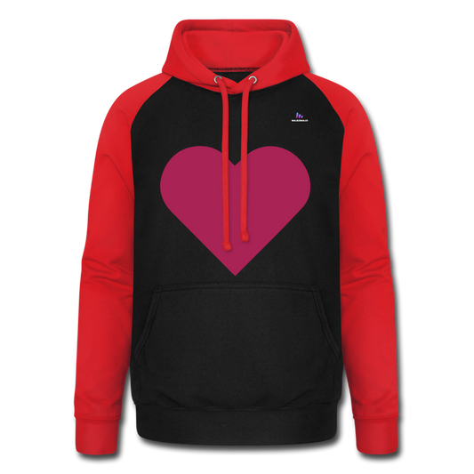 1Sudadera con capucha de béisbol unisex "Pink heart" - negro/rojo