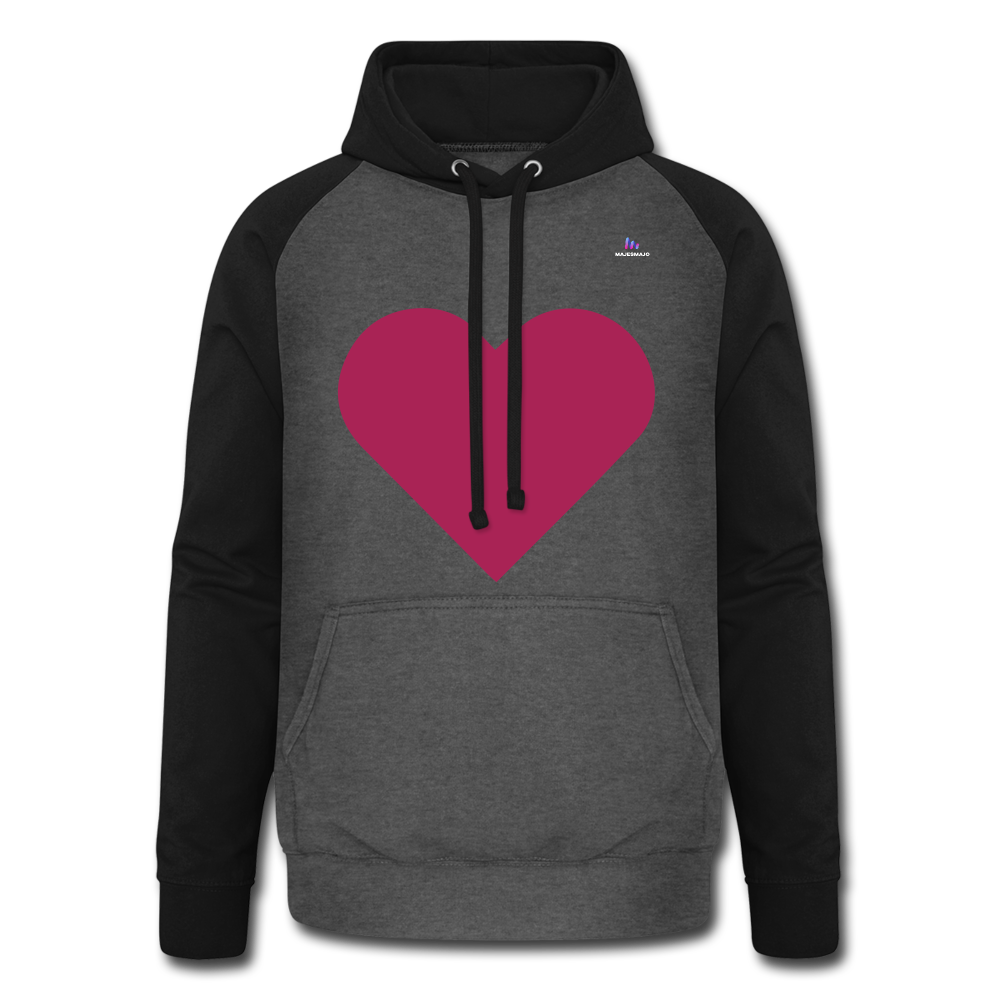 1Sudadera con capucha de béisbol unisex "Pink heart" - gris grafito/negro