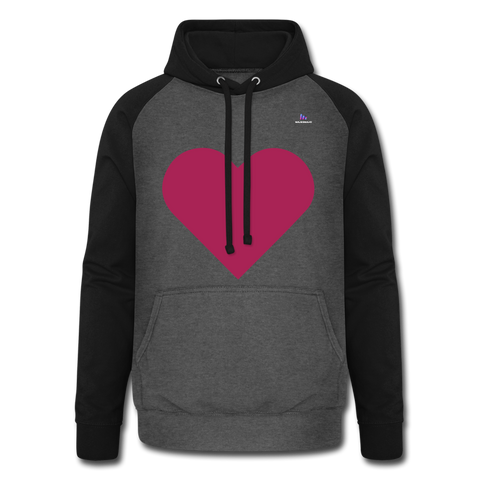 1Sudadera con capucha de béisbol unisex "Pink heart" - gris grafito/negro