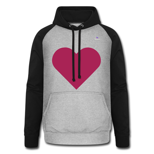 1Sudadera con capucha de béisbol unisex "Pink heart" - gris jaspeado/negro