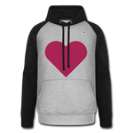 1Sudadera con capucha de béisbol unisex "Pink heart" - gris jaspeado/negro