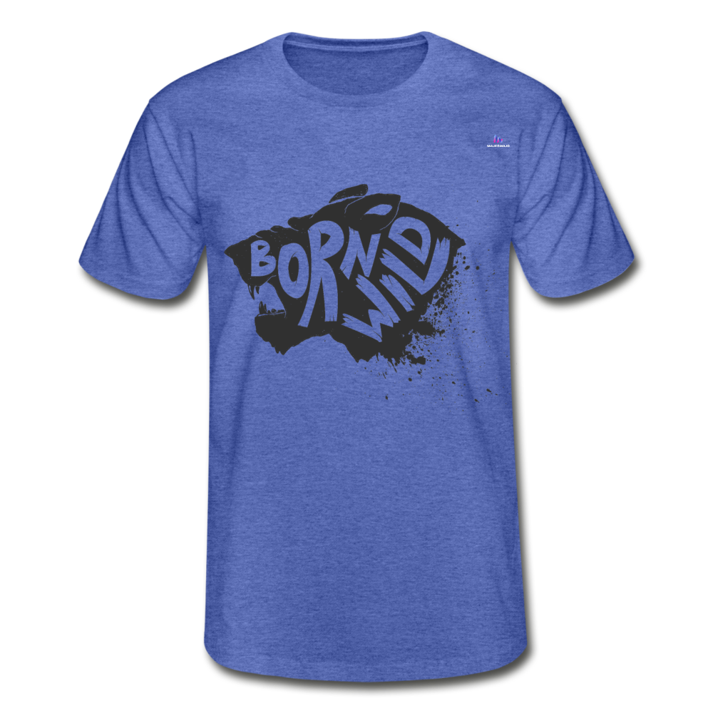 1Camiseta para hombre de Fruit of the Loom"Born Wild" - azul jaspeado