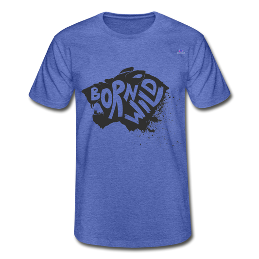 1Camiseta para hombre de Fruit of the Loom"Born Wild" - azul jaspeado