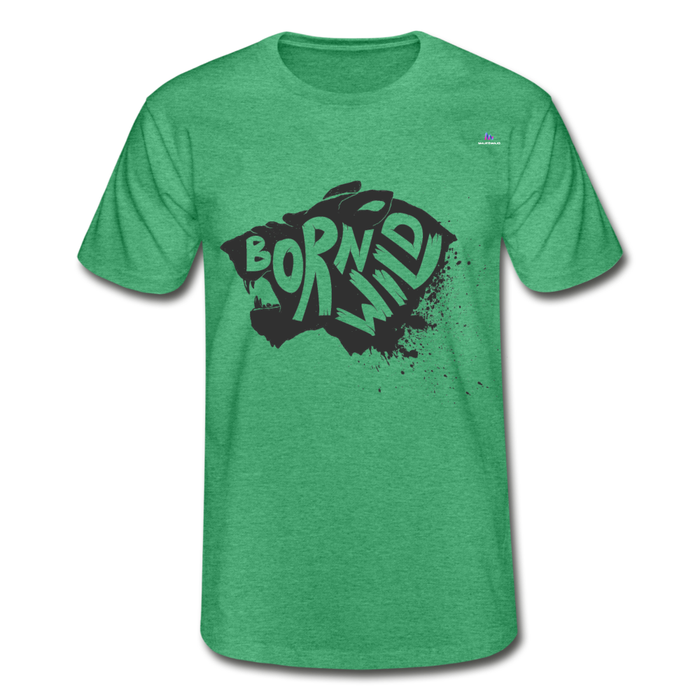 1Camiseta para hombre de Fruit of the Loom"Born Wild" - verde jaspeado