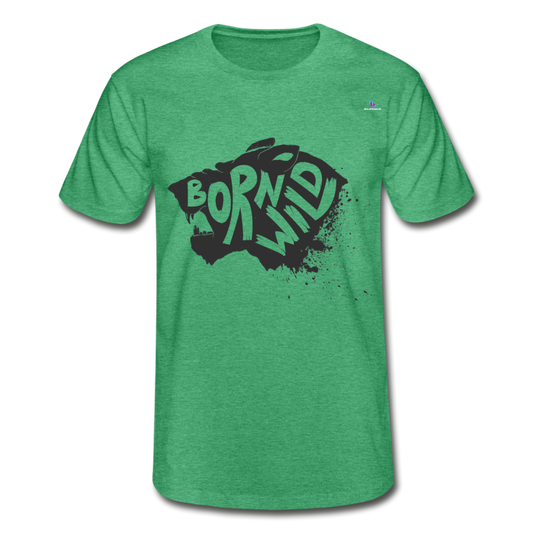 1Camiseta para hombre de Fruit of the Loom"Born Wild" - verde jaspeado