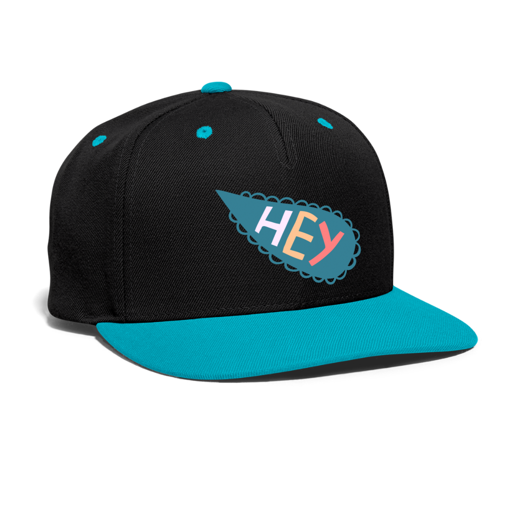 1Gorra contraste Snapback"Hey" - negro/turquesa