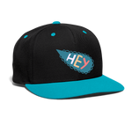 1Gorra contraste Snapback"Hey" - negro/turquesa