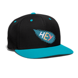 1Gorra contraste Snapback"Hey" - negro/turquesa