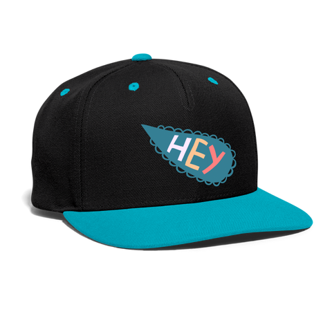 1Gorra contraste Snapback"Hey" - negro/turquesa