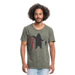 Camiseta vintage hombre"Fishing bear" - vintage caqui