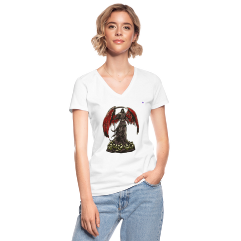 Camiseta clásica con cuello de pico"Darkness" - blanco