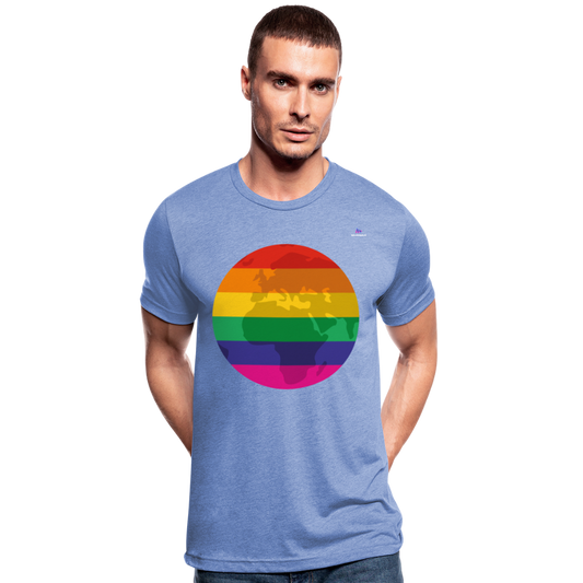 Camiseta Tri-Blend unisex de Bella + Canvas "Rainbow earth" - azul jaspeado