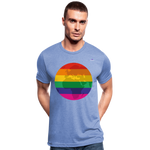 Camiseta Tri-Blend unisex de Bella + Canvas "Rainbow earth" - azul jaspeado