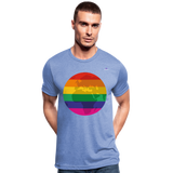 Camiseta Tri-Blend unisex de Bella + Canvas "Rainbow earth" - azul jaspeado