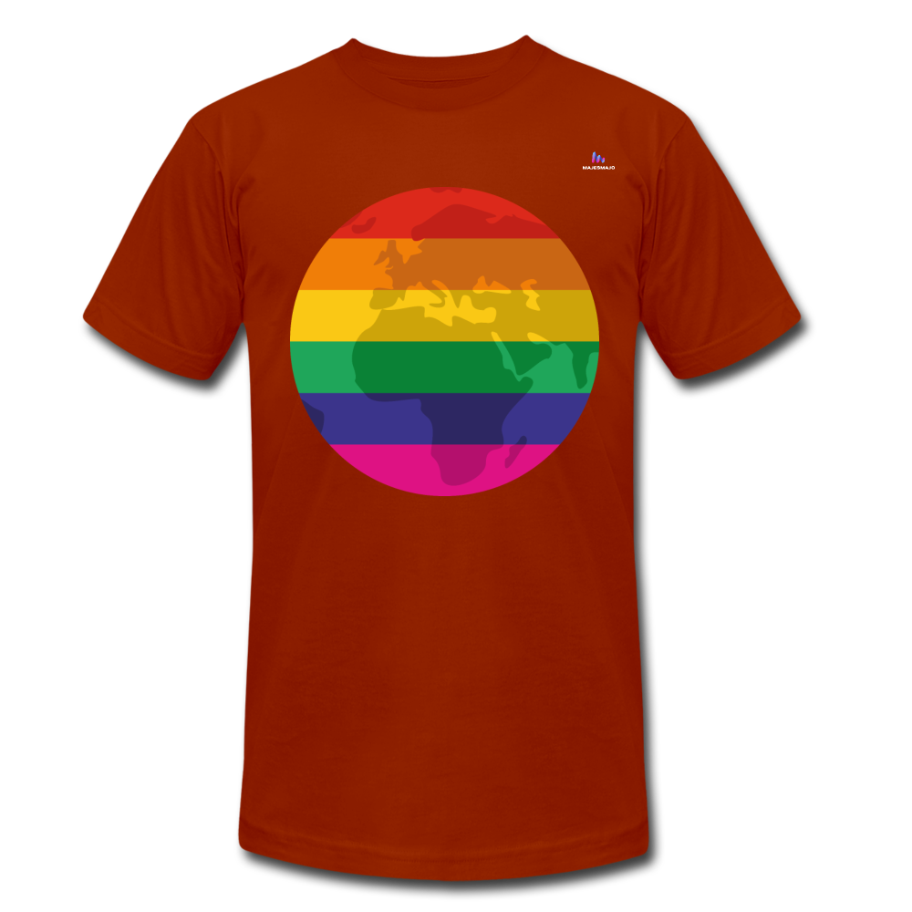 Camiseta Tri-Blend unisex de Bella + Canvas "Rainbow earth" - colores ladrillo