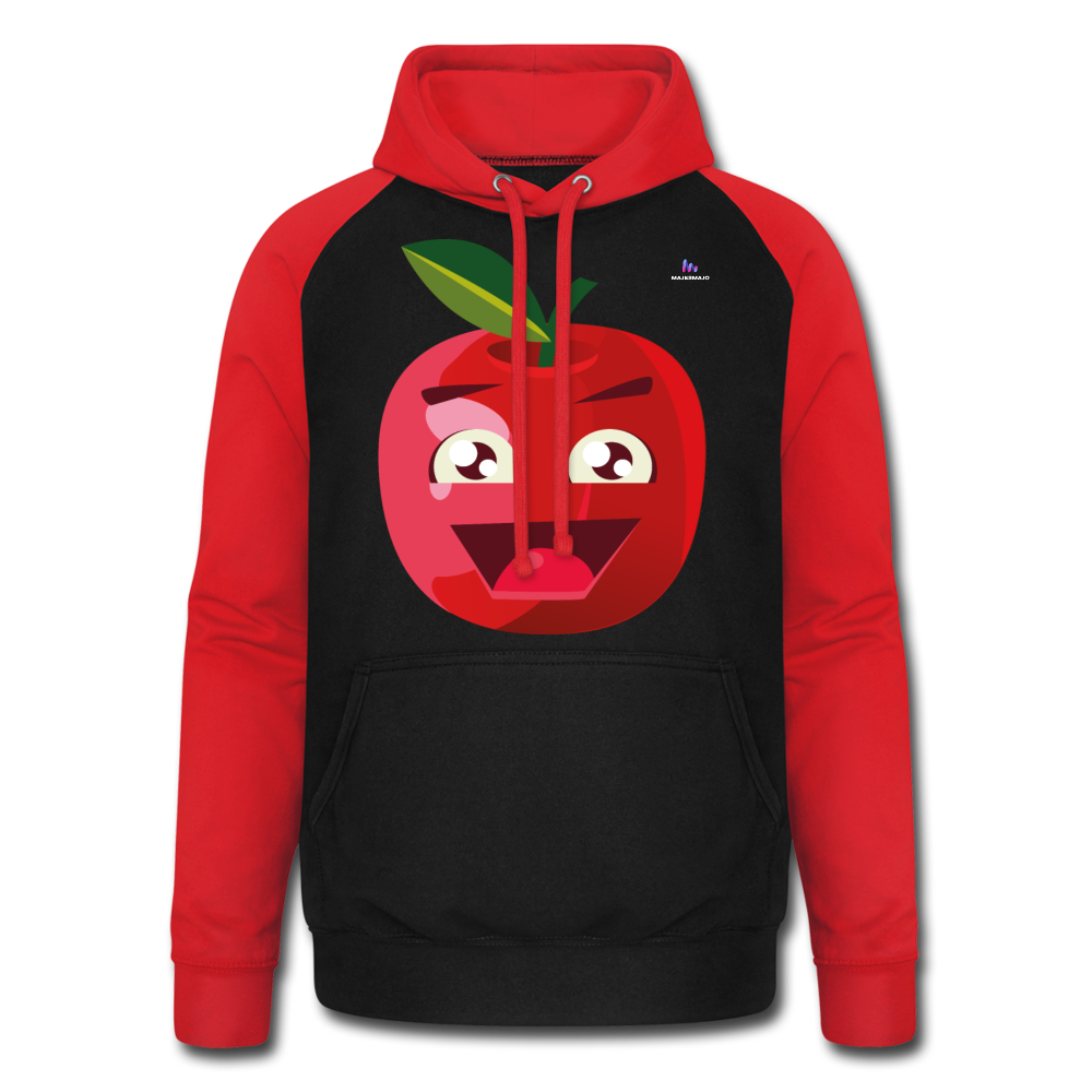 1Sudadera con capucha de béisbol unisex"apple" - negro/rojo