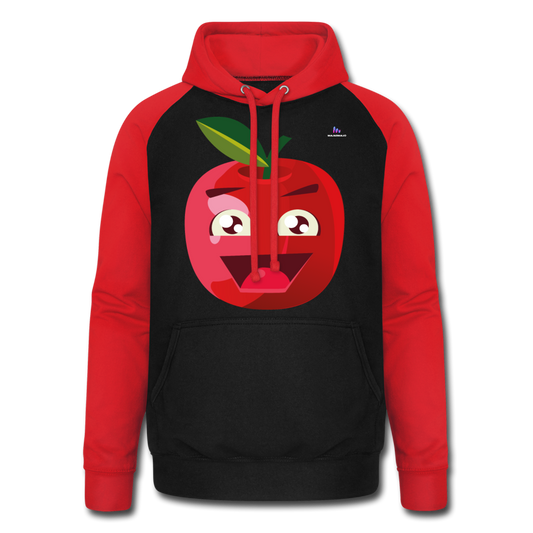 1Sudadera con capucha de béisbol unisex"apple" - negro/rojo