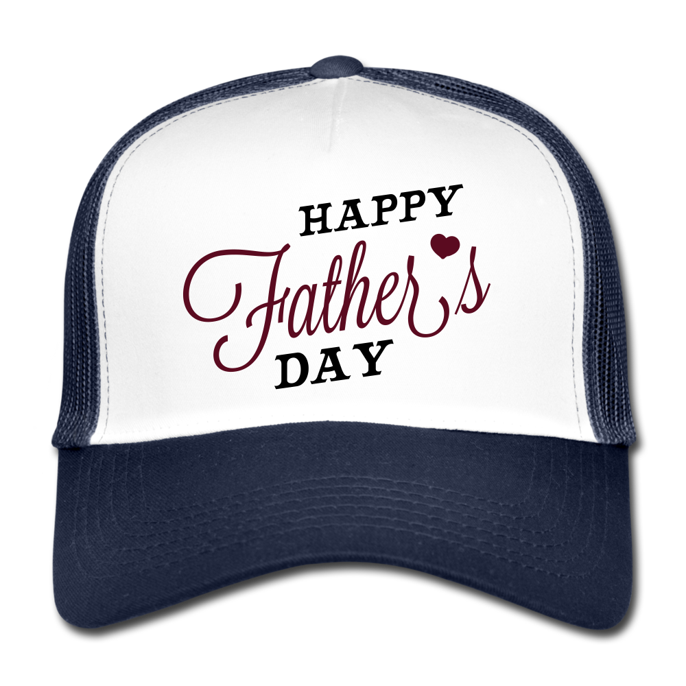 Gorra de camionero"happy father day" - blanco/azul marino