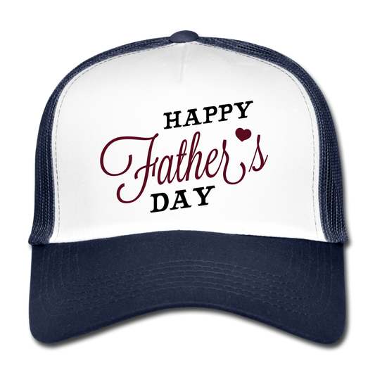 Gorra de camionero"happy father day" - blanco/azul marino
