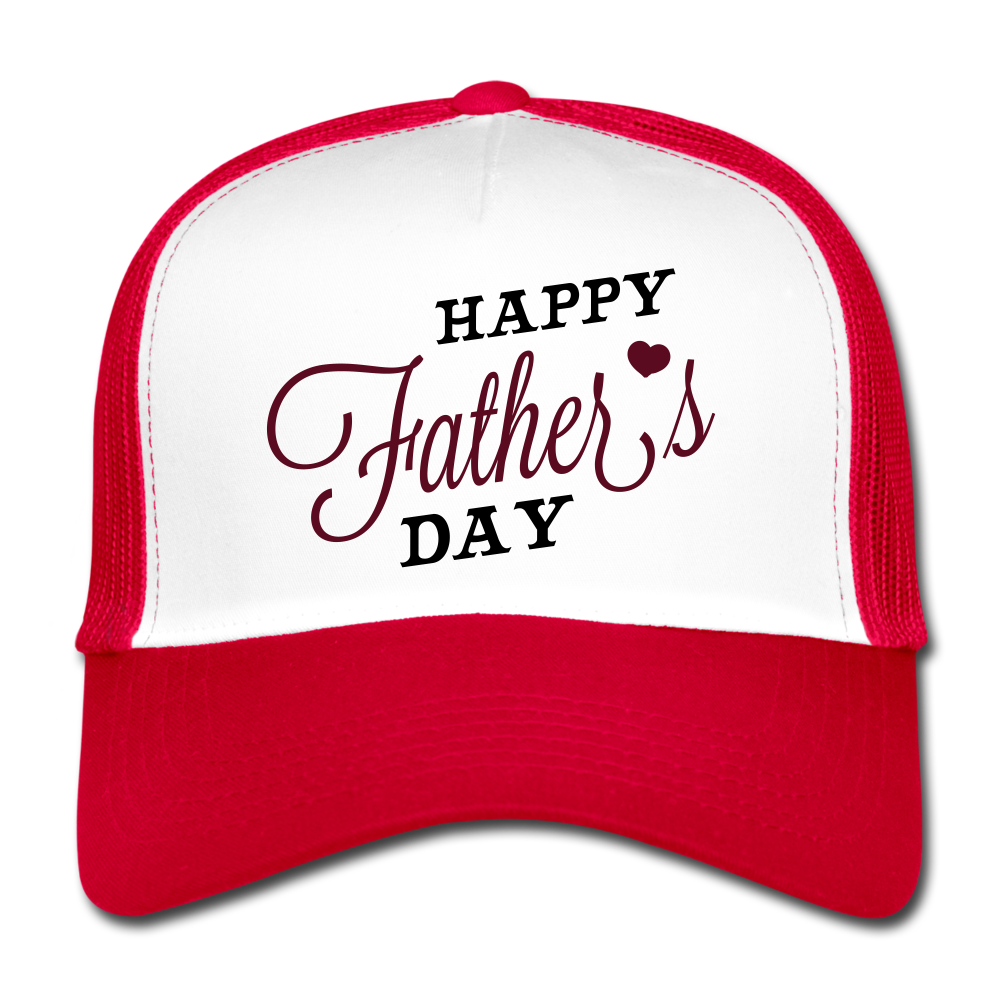 Gorra de camionero"happy father day" - blanco/rojo