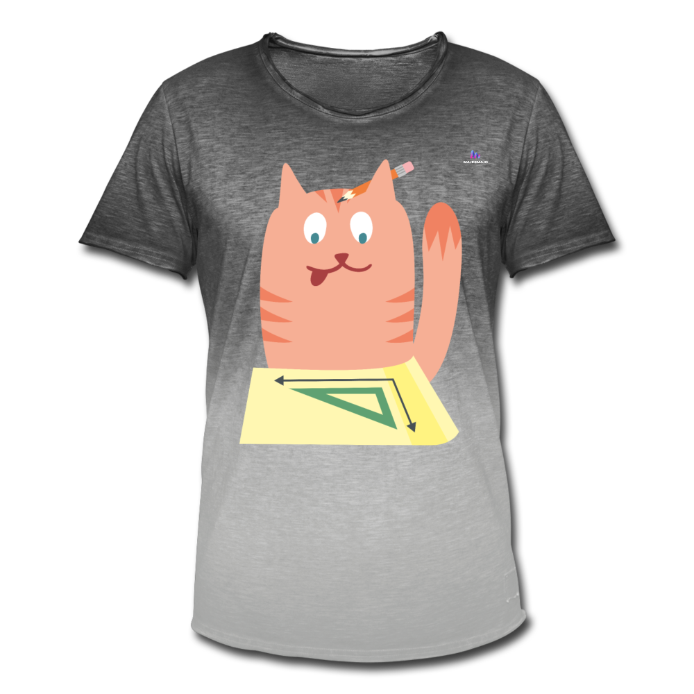 Camiseta degradada hombre"Math Cat" - dip dye gris