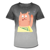 Camiseta degradada hombre"Math Cat" - dip dye gris