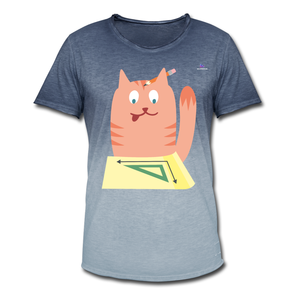 Camiseta degradada hombre"Math Cat" - dip dye azul