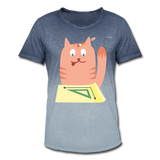 Camiseta degradada hombre"Math Cat" - dip dye azul